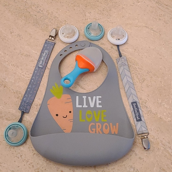 Baby Self Feeder, Pacifiers and Clips, & Bib - Picture 2 of 11